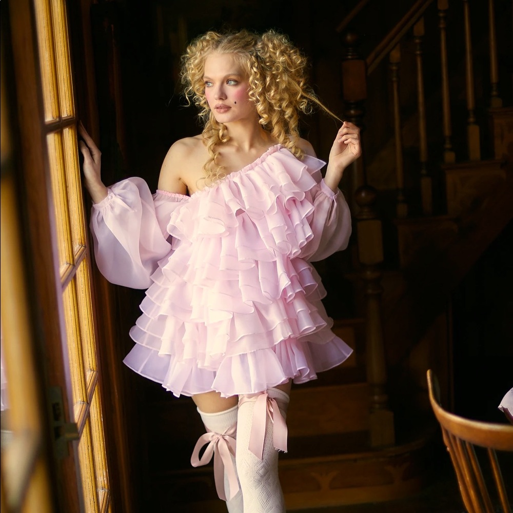 *SOLD* Selkie - Candyfloss Pink Loofa Dress